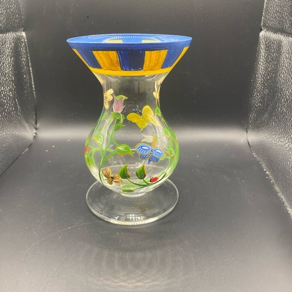Lenox Butterfly Meadow Dragonfly Ladybug FlowerHand Painted Glass Vase 6” Signed - Picture 2 of 10